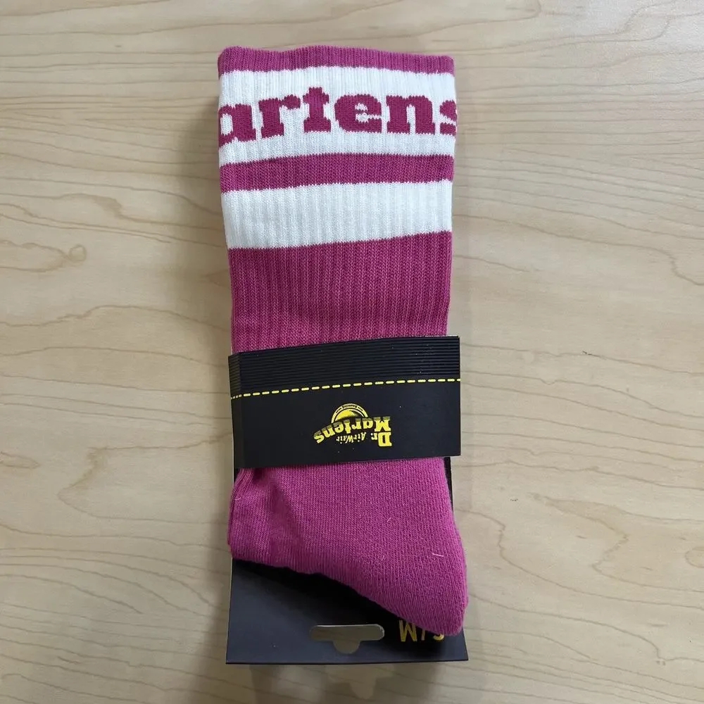 NEW Dr. Martens AirWair Athletic Logo Thrift Pink Organic Crew Socks S/M 3-8